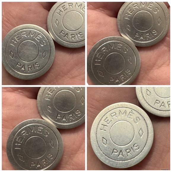 Hermès AUTHENTIC Bijouterie Fantaisie Clou de Selle Logo Silver Clip On Earrings - Picture 8 of 16